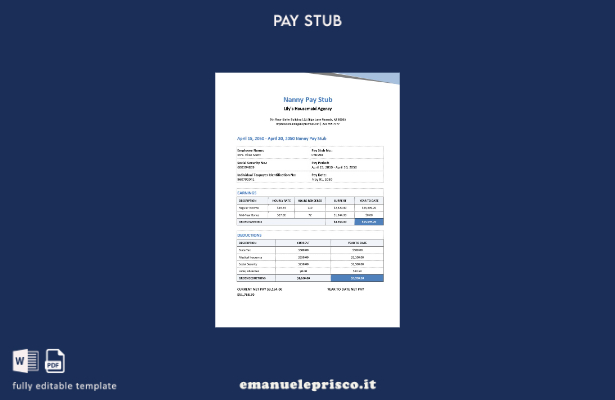 modello di busta paga per tata in stile verificato